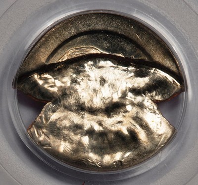 PCGS MS64 Huge Mushroom Broadstruck 90% Brockage Dime Mint Error Reverse Rainbow