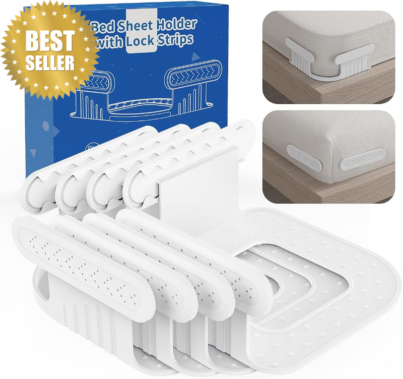 Bed Sheet Holders for Corners (Set of 4) New Upgrade Lock Sheet Straps Keep Shee