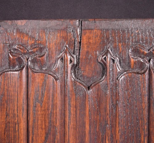 Pair of Gothic Linen Fold Carved Panels/Trim in Solid Oak Wood