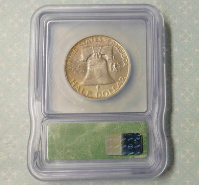 1958 D ICG MS 66 FBL Franklin Silver Half Dollar, Full Bell Lines, Color Tone