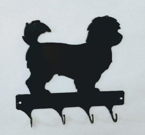 Havanese 4 Hook Leash or Key Holder Black Wrought Iron Look Made in USA