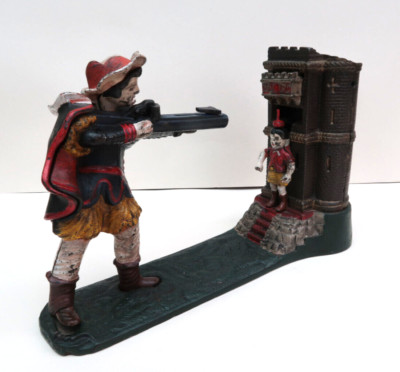 Stevens Tirelire en Fonte William Tell Cast Iron Bank Superbe Etat 1890 USA