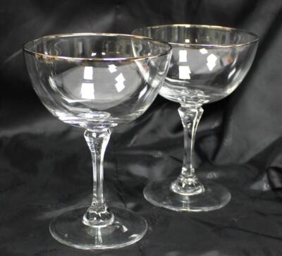 Lenox Crystal Montclair Platinum Trim Group of 2 Tall Sherbets