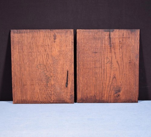 Pair of Gothic Linen Fold Carved Panels/Trim in Solid Oak Wood