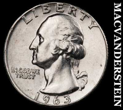 1963 Silver Washington Quarter - Choice Gem Brilliant Unc+++  Lustrous  #N3926