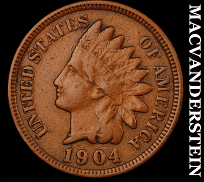 1904 Indian Head Cent - Scarce  Very Fine+  Better Date  No Reserve  #N4417