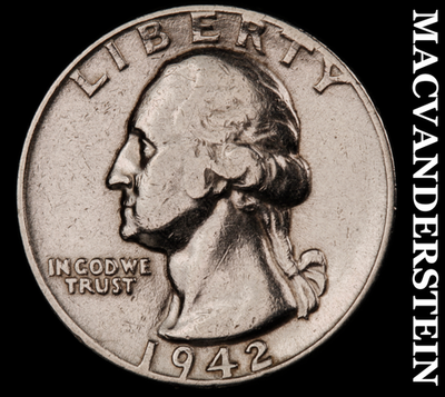1942 Silver Washington Quarter - Scarce  Better Date  No Reserve  #M3928