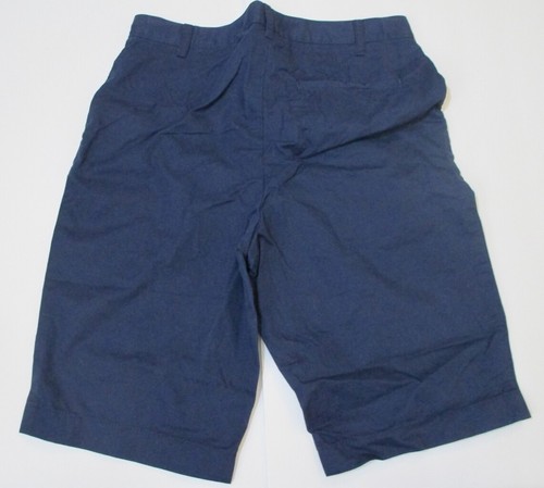 LANDS END Navy School Play Uniform Flat Front Cotton Cadet Shorts Boys 16 Slim