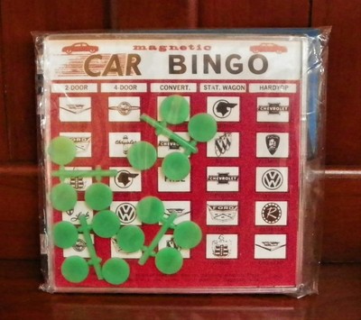 Magnetic Car Bingo Vintage New Old Stock Carry Case Chevy Ford Rambler Plymouth