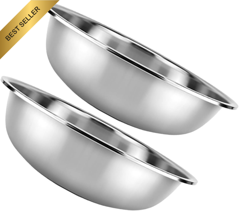 2Pcs Stainless Steel Wash Bowls for Mixing and Washing Vegetables with Simple De