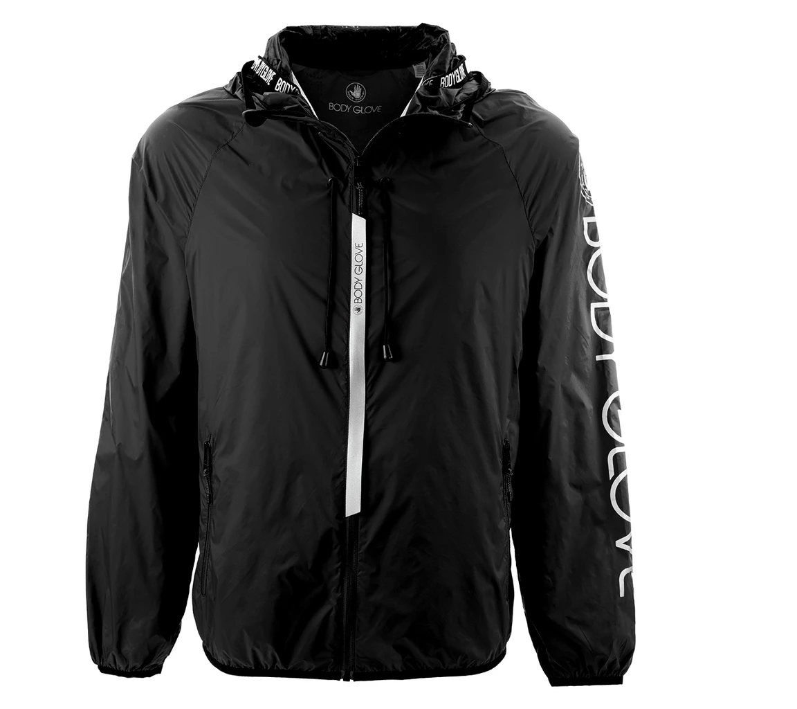 Body Glove Men s Lightweight Packable Jacket Hooded Windbreaker black MEDIUM eBay