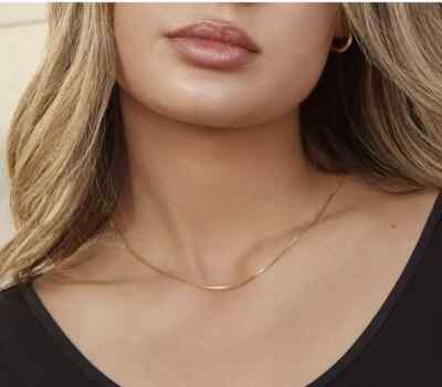 14K Solid Yellow Gold Box Chain Necklace Made In Italy 16'' 18'' 20'' 22'' 24'' 30''