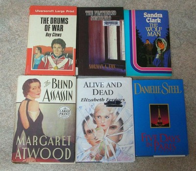 Lot of 6 *LARGE PRINT* Fiction Novels CRIME MYSTERY ROMANCE BOOKS Var. Authors