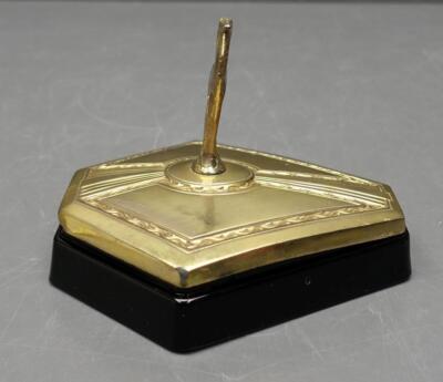 Weidlich Bros Art Deco Desk Organizer Brass Gazelle/Antelope Black Glass Bottom
