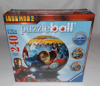 New Sealed Ravensburger Iron Man 2 Puzzle Ball 240pc Round Puzzle SKU-RM w/Stand