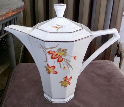 Victoria China Czechoslovakia Art Deco Floral Coffee Server 1918-1935