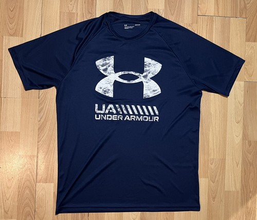 Under Armour T Shirt Mens Large Blue Short Sleeve Loose Logo