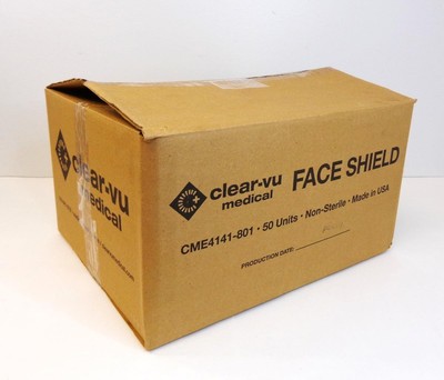 New Case of 50 Clear-Vu Medical Dental CME4141-801 Face Shield Non Sterile