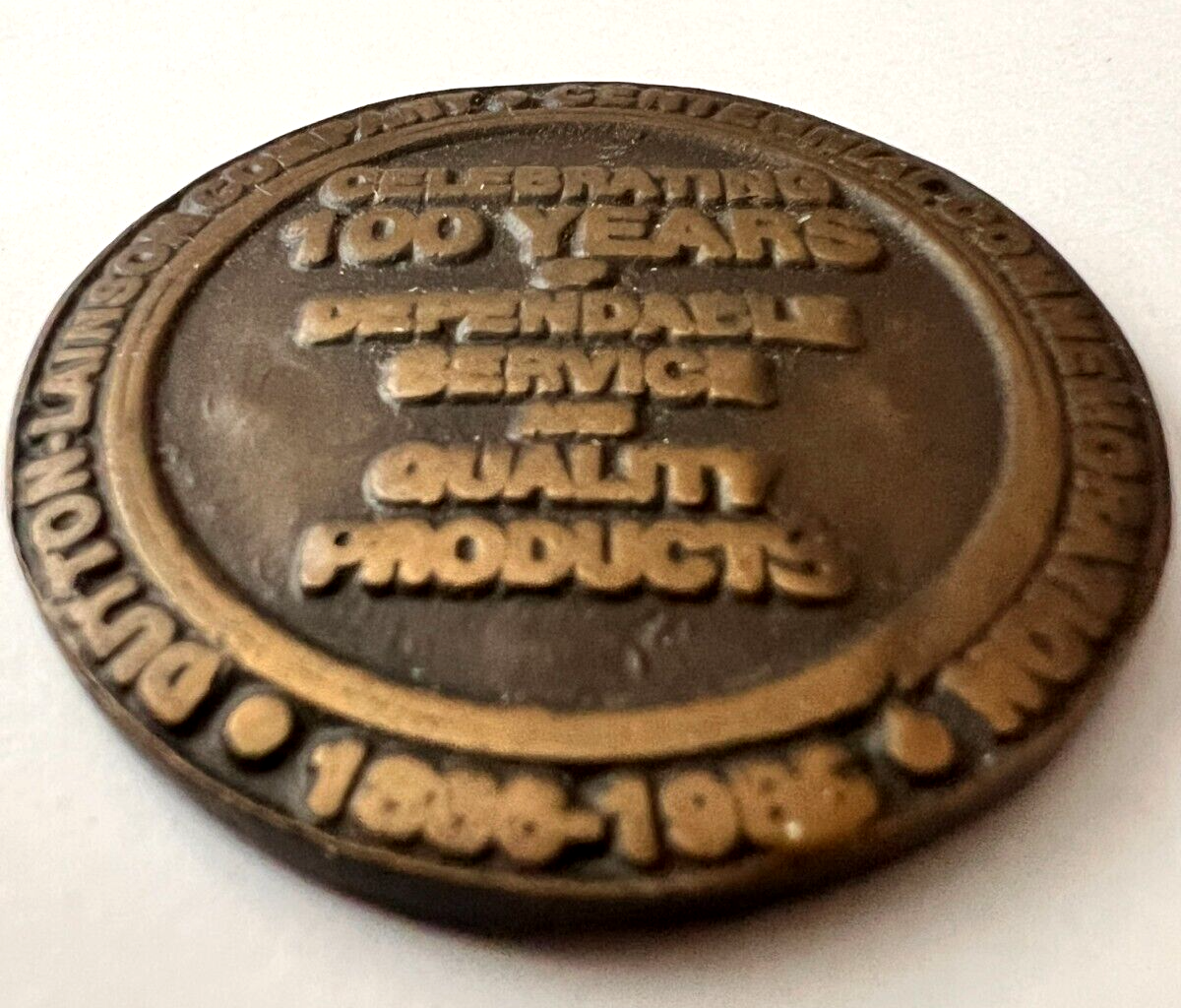 1886 DUTTON LAINSON Company Centennial 1986 Medal Token / Quality Service / B225