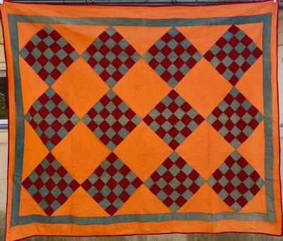 Unfinished Quilt Backing and Binding Included Handmade Quilt Top 78 by 66 Turquoise Brown and Beige Prints Twin Size or Wallhanging