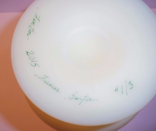 Fenton Glass Buttercream Yellow Chessie Railroad Cat Box Brown Tabby Ltd Ed #1/3