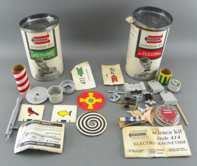 Vintage 1961 Remco Optical Illusions & Electro Magnetism Science Kit Lot w/ Cans