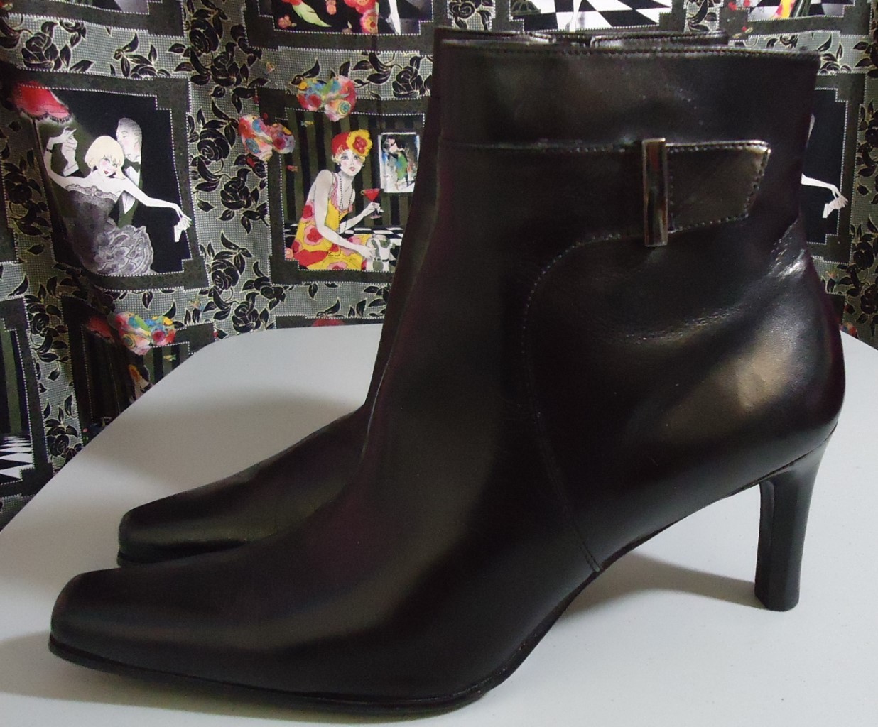 LN Black Leather Dressy Zip Up Ankle Boots Antonio Melani 6.5M 6.5 M Brazil