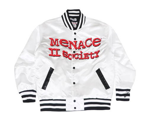 

Мужская атласная куртка Classics White Menace To Society Momma, White/black/red