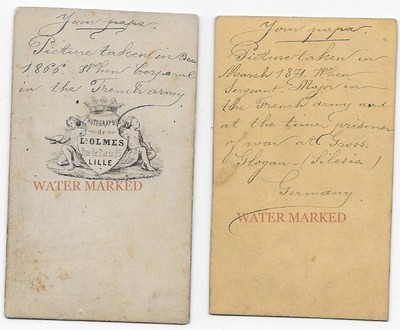 LOT OF 2 CDV PHOTOS - PRISONER SOLDIER UNIFORM FRENCH ARMY - FRANCO - GERMAN WAR