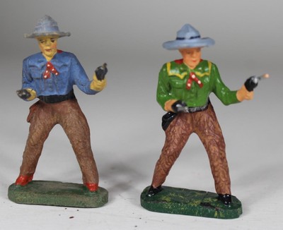 Elastolin Composition Wild West Cowboys Firing Pistols 7cm