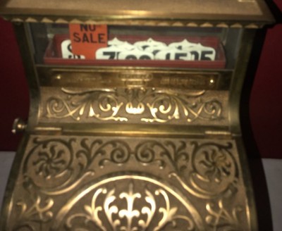 VERY RARE Old Orig Mdl 12 Scroll Nat'l Solid Bronze Candy Store Cash Register