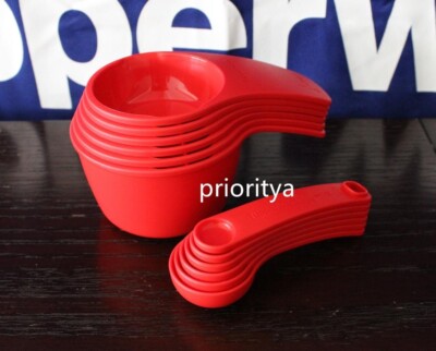Tupperware Kitchen Tool Measuring Cup and Spoon 12pc Set Chili Red New