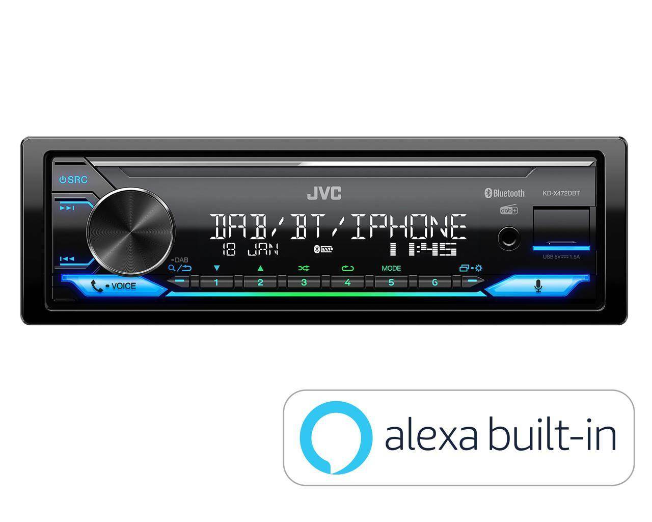 JVC 1-DIN Autoradio DAB Bluetooth Einbauset für Suzuki Splash 2008-2014