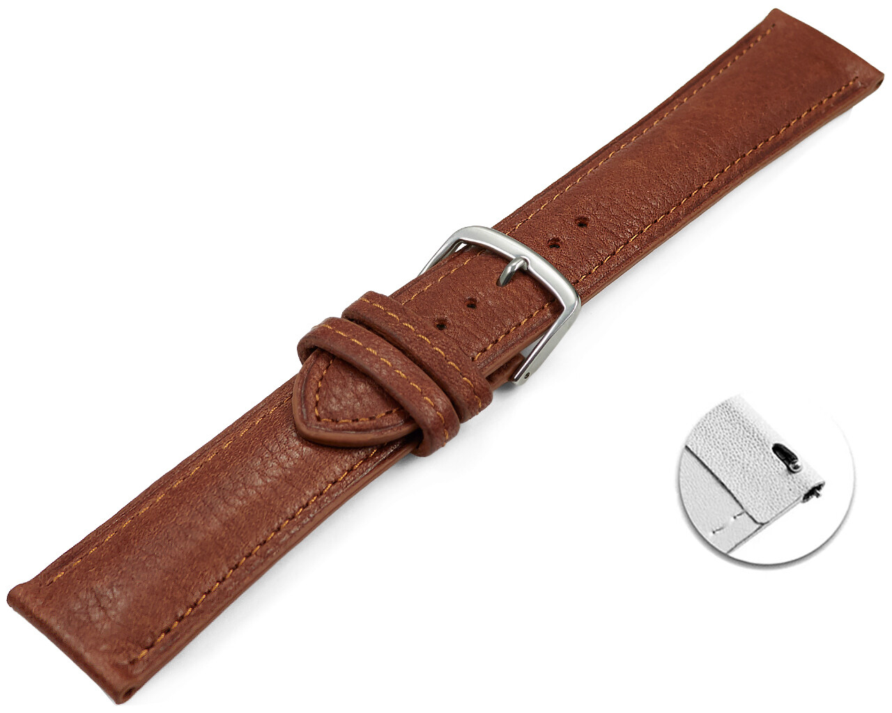 Bracelet De Montre En Cuir Végétal Tanné Marron - Système Quick Release, Taille XS