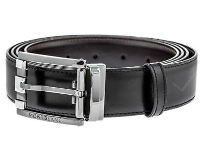 Pre-owned Montblanc 103445 Classic Line Men's Reversible Leather Belt - In Box In Black And Brown, Reversible