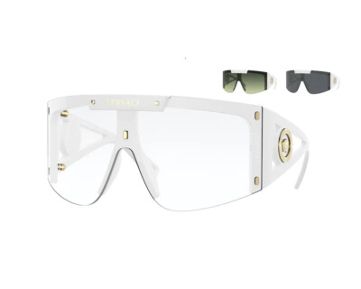 Pre-owned Versace Brand  Sunglasses Ve4393 401 / 1w White Transparent Woman In Gray