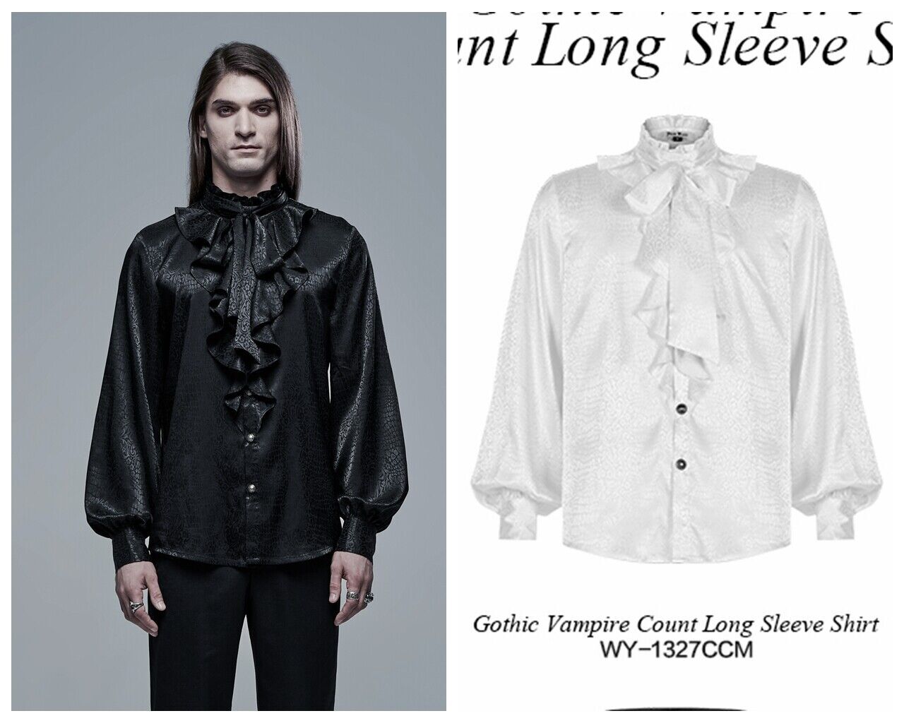 Punk Rave Gothic Vintage Vampire Count Long Sleeve Shirt