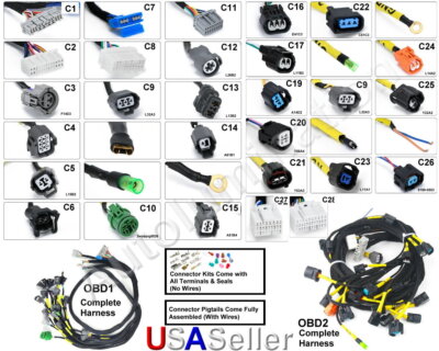 Honda Acura Civic CRX Integra Wiring Harness Connectors Tucked Engine ECU ECM