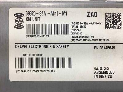 2009-2011 Honda Pilot XM Satellite Radio Control Module OEM# 39820SZAA010