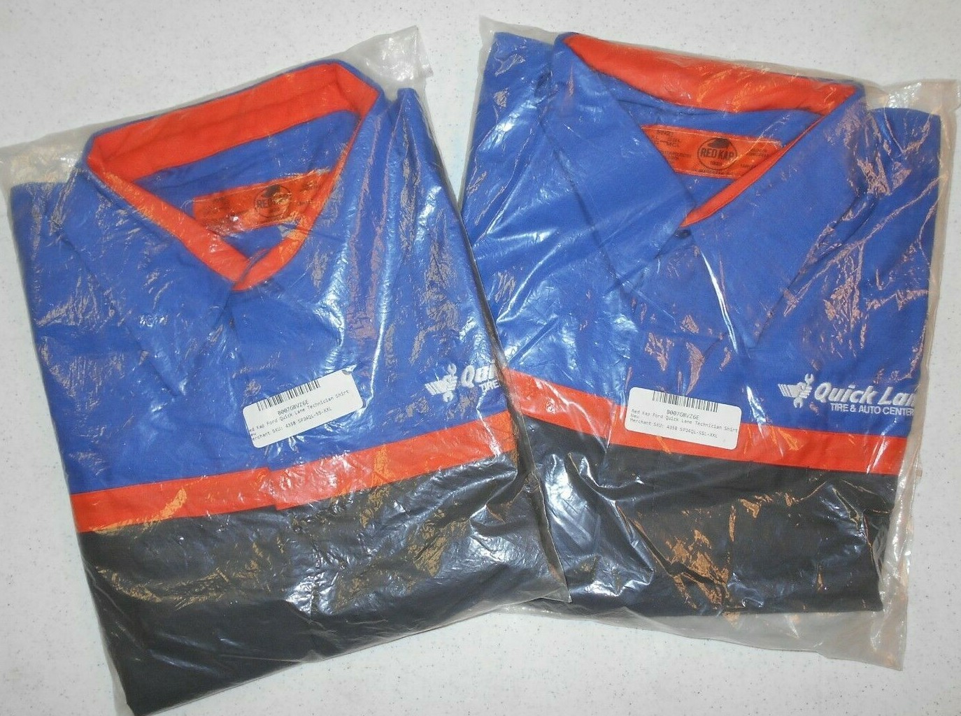 2 NEW RED KAP Short Sleeve Ford Quick Lane Technician Work Shirts XXL 2XL