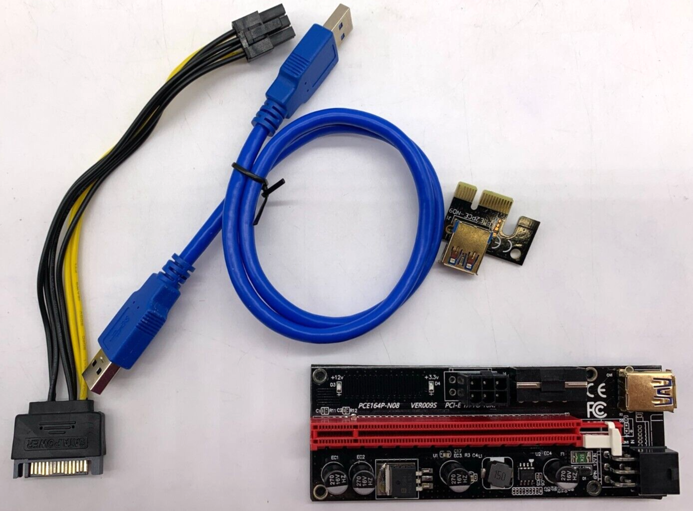 PCE164P-N08 VER009S, PCI-E 1X TO 16X, PCE2PCE-N09, 6 Pin for