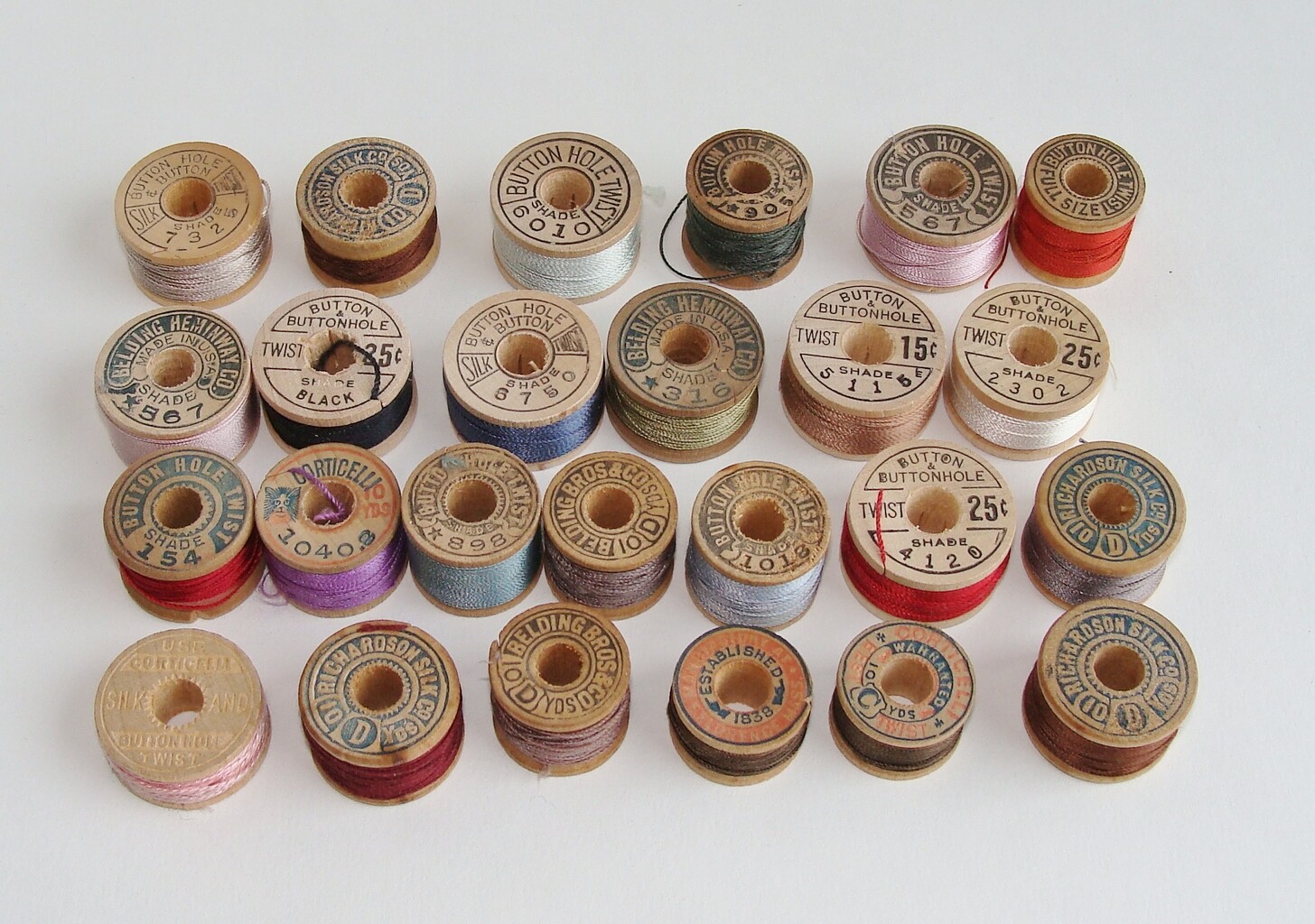 Vintage Silk Buttonhole Twist Thread Belding Corticelli Richardson Sz D, C & EE