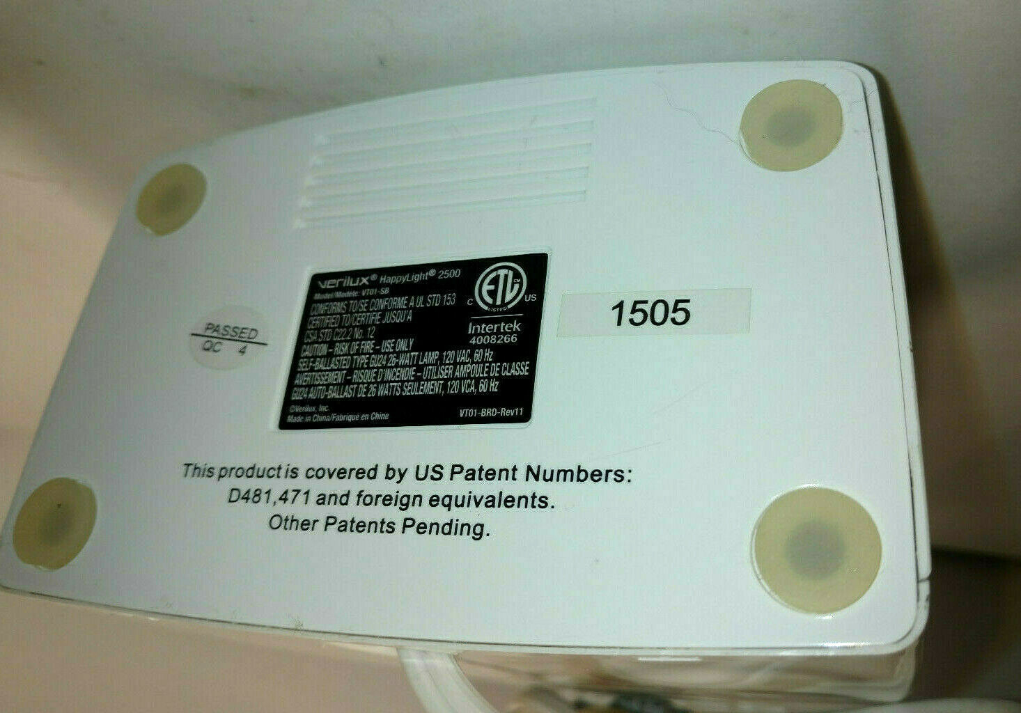 VERILUX HAPPY LIGHT 2500 COMPACT ENERGY LAMP MOOD THERAPHY  Excellent Condition