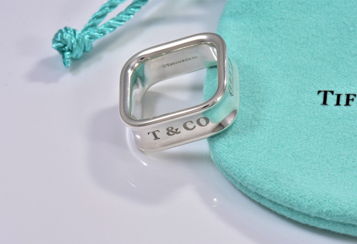 Tiffany & Co 1837 Sterling Silver Square Wide Band Ring Size Tiffany & Co 1837 Sterling Silver Square Wide Band Ring Size