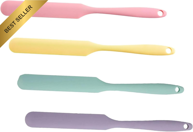 Silicone Jar Spatulas 4 Pcs, Long Silicone Scraper Spatula Set, Food Grade Heat