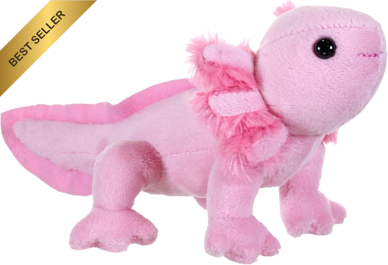 Pocketkins Eco Axolotl, Stuffed Animal, 5 Inches, Plush Toy, Made from Recycled
