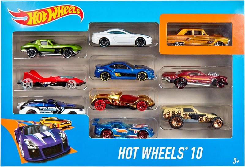 Hot Wheels Set of 10 1:64 Scale Toy Trucks and Cars for Kids and Collectors, Sty