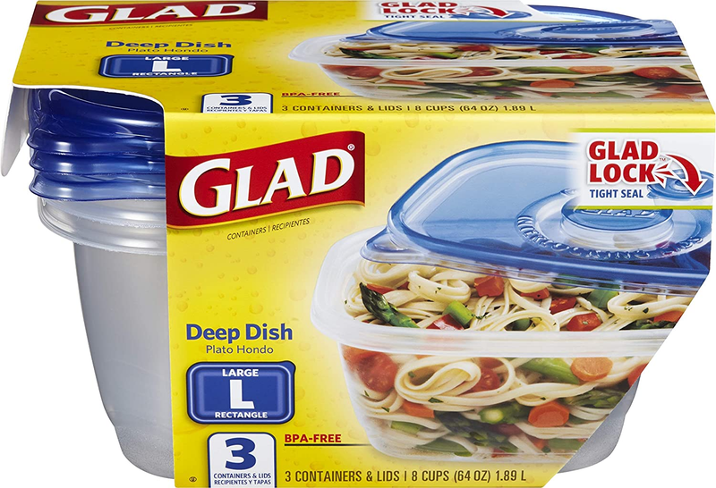 Large Rectangle Food Storage, Food Containers Hold up to 64 Ounces of Food -Glad