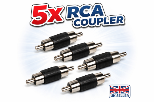 5X CCTV Single RCA Phono Coupler Male to Male Plug Audio Video Connector Adap...