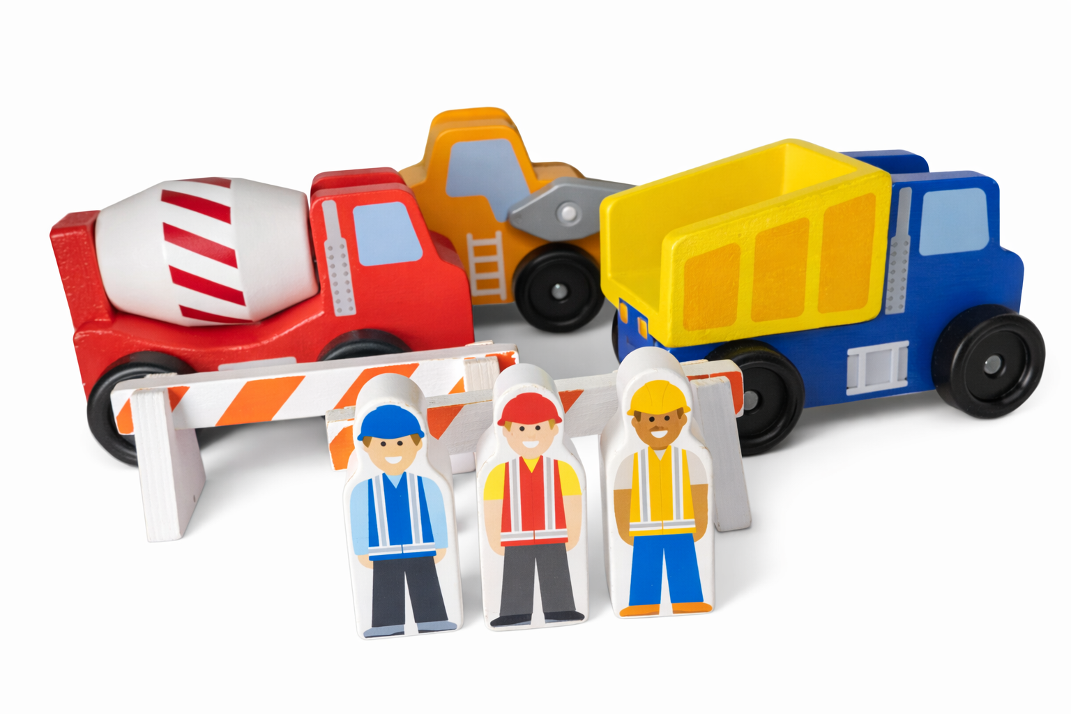 Melissa & Doug Wooden Construction Vehicles Toy Set 8pc Trucks